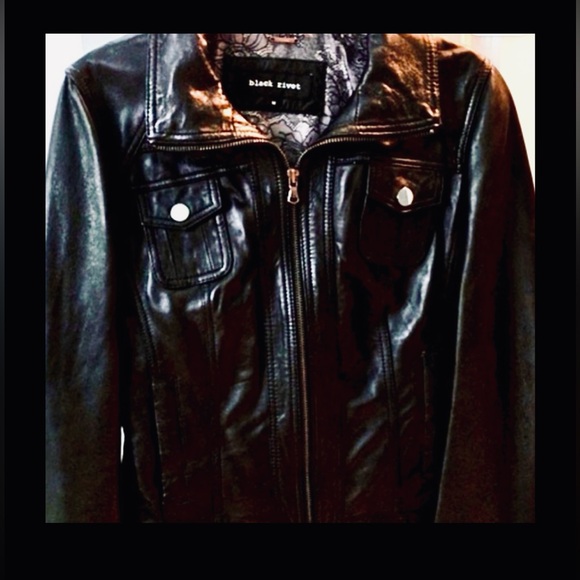 Vintage Black Rivet Women's Black Genuine Leather Jacket - Picture 6 of 6